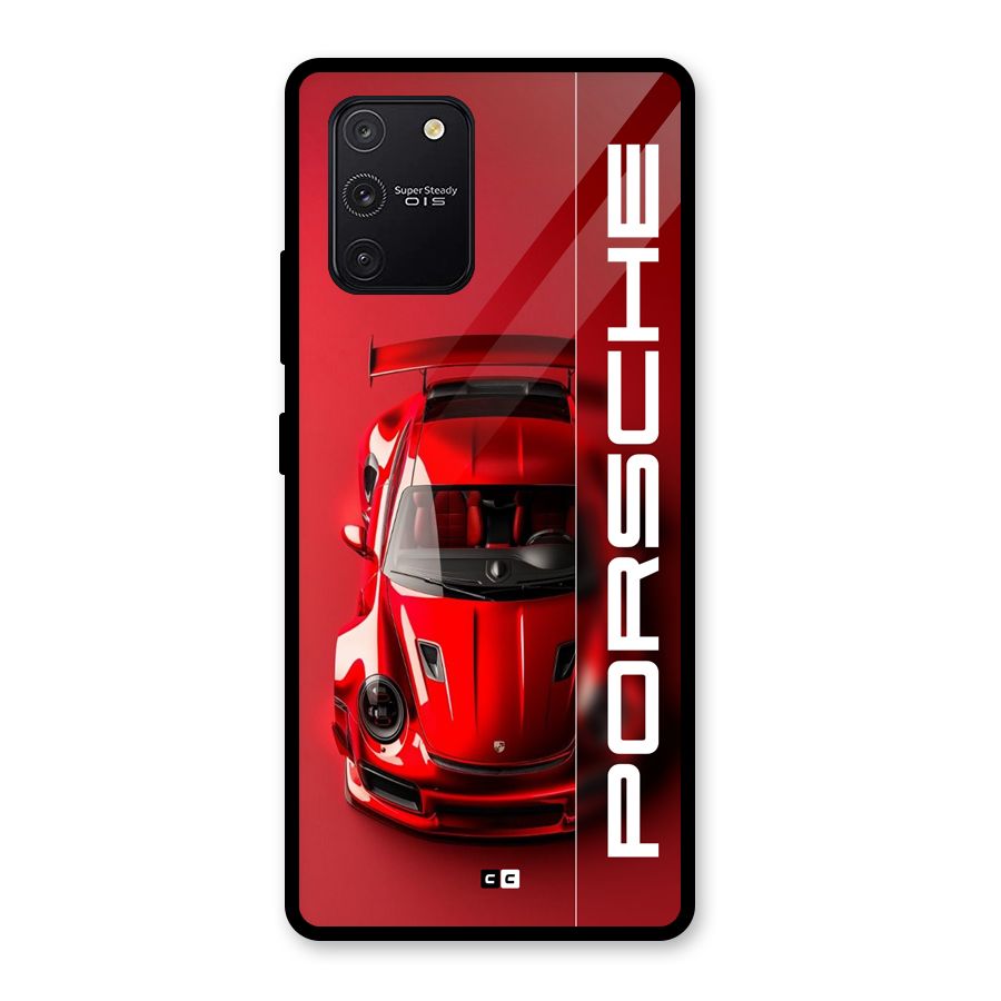 Red Porsche Glass Back Case for Galaxy S10 Lite