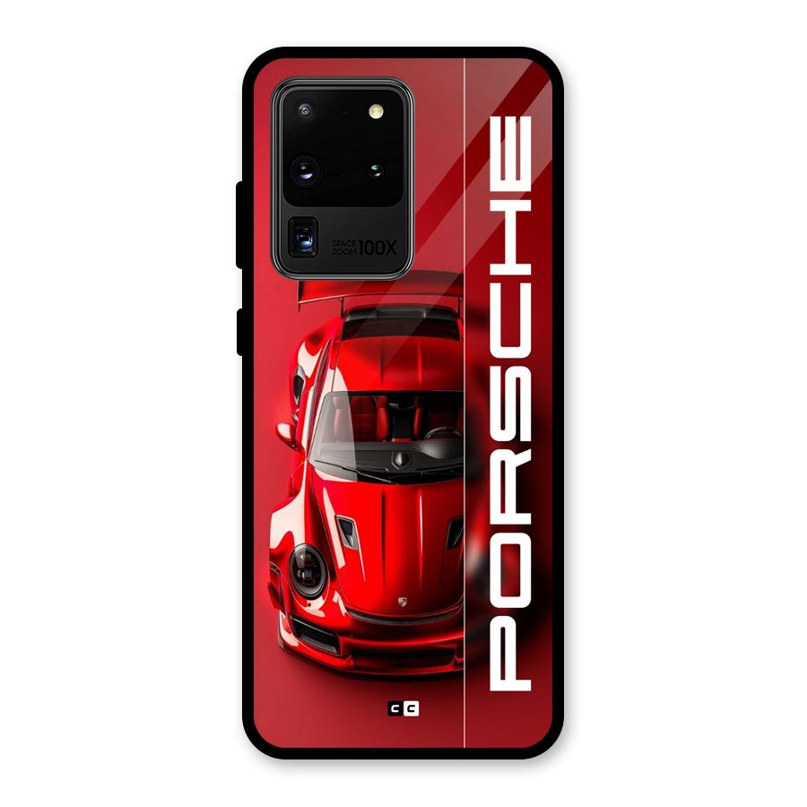 Red Porsche Glass Back Case for Galaxy S20 Ultra