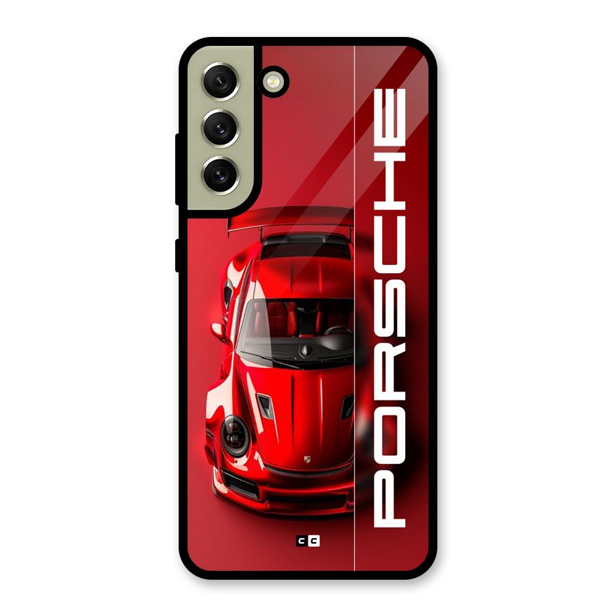 Red Porsche Glass Back Case for Galaxy S21 FE 5G