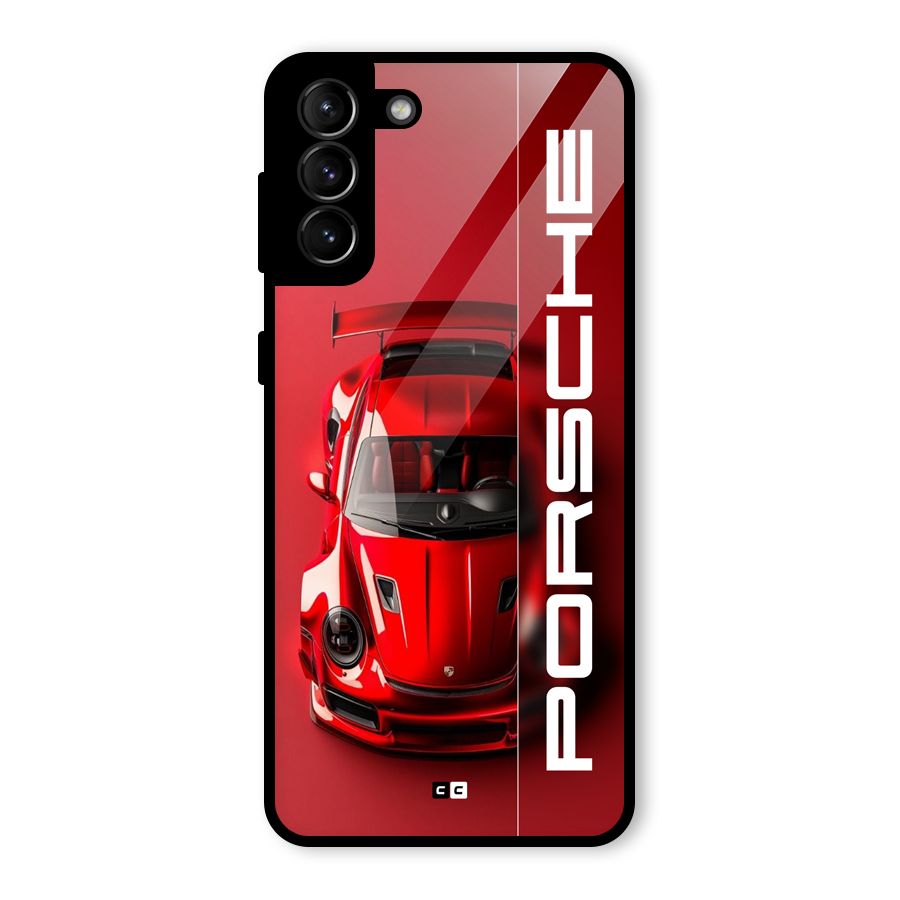 Red Porsche Glass Back Case for Galaxy S21 Plus