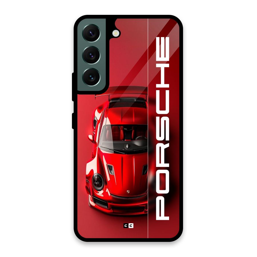 Red Porsche Glass Back Case for Galaxy S22 5G