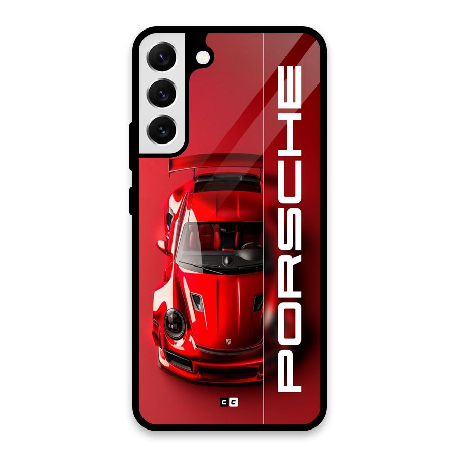 Red Porsche Glass Back Case for Galaxy S22 Plus 5G