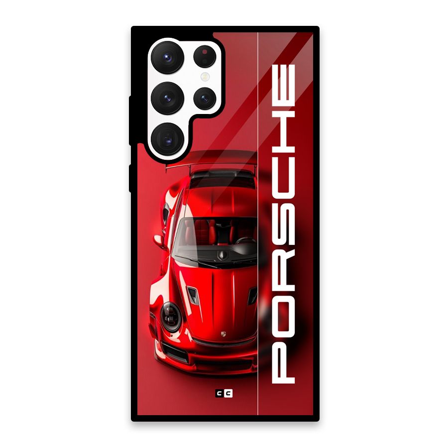 Red Porsche Glass Back Case for Galaxy S22 Ultra 5G