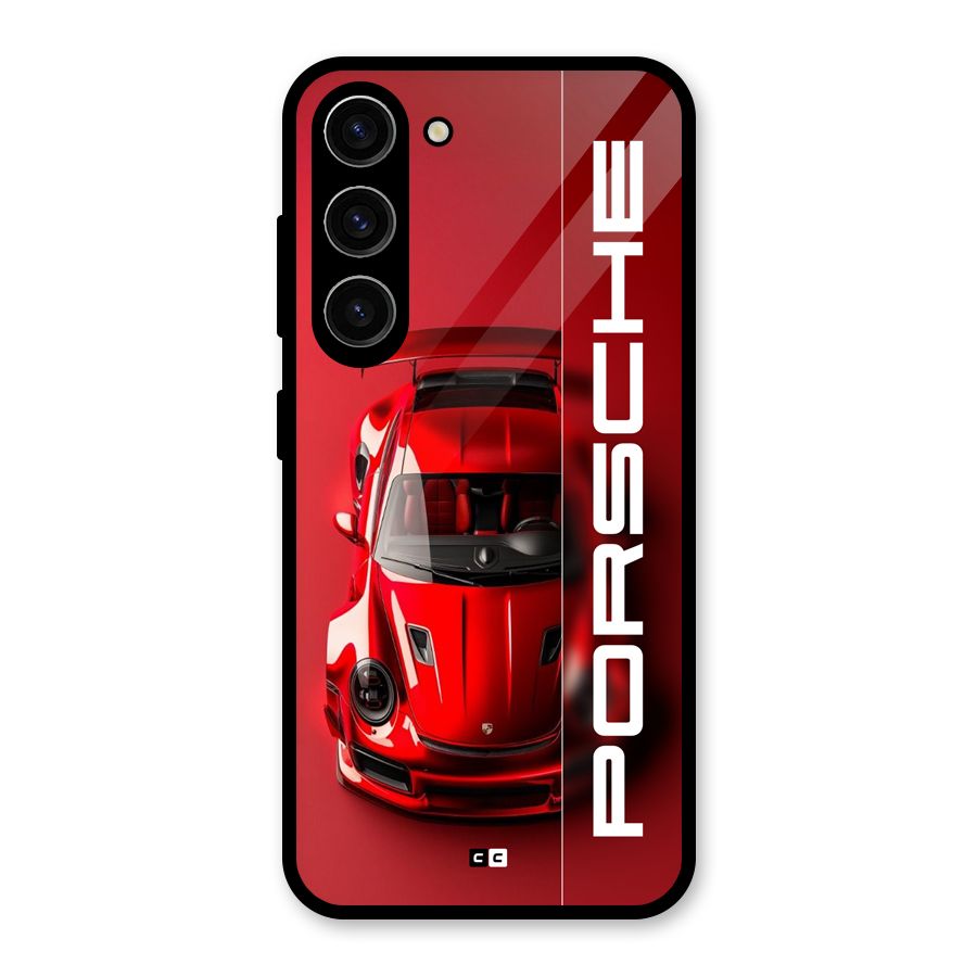 Red Porsche Glass Back Case for Galaxy S23
