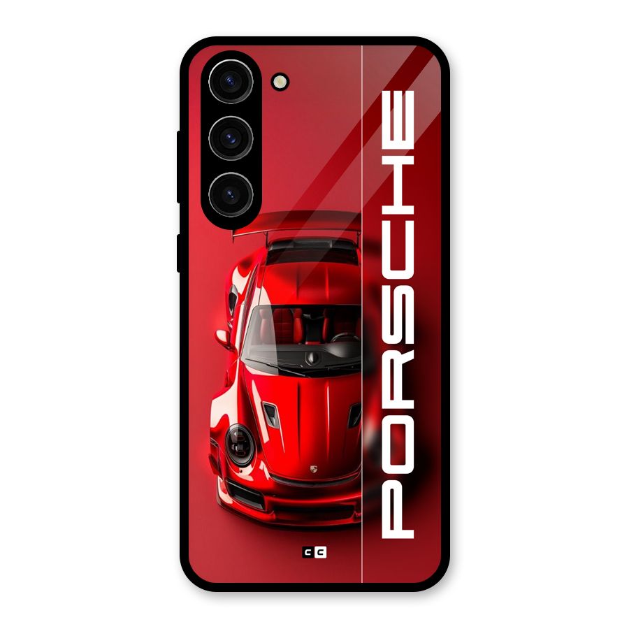 Red Porsche Glass Back Case for Galaxy S23 Plus