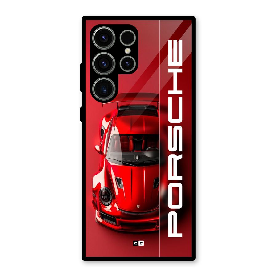 Red Porsche Glass Back Case for Galaxy S23 Ultra