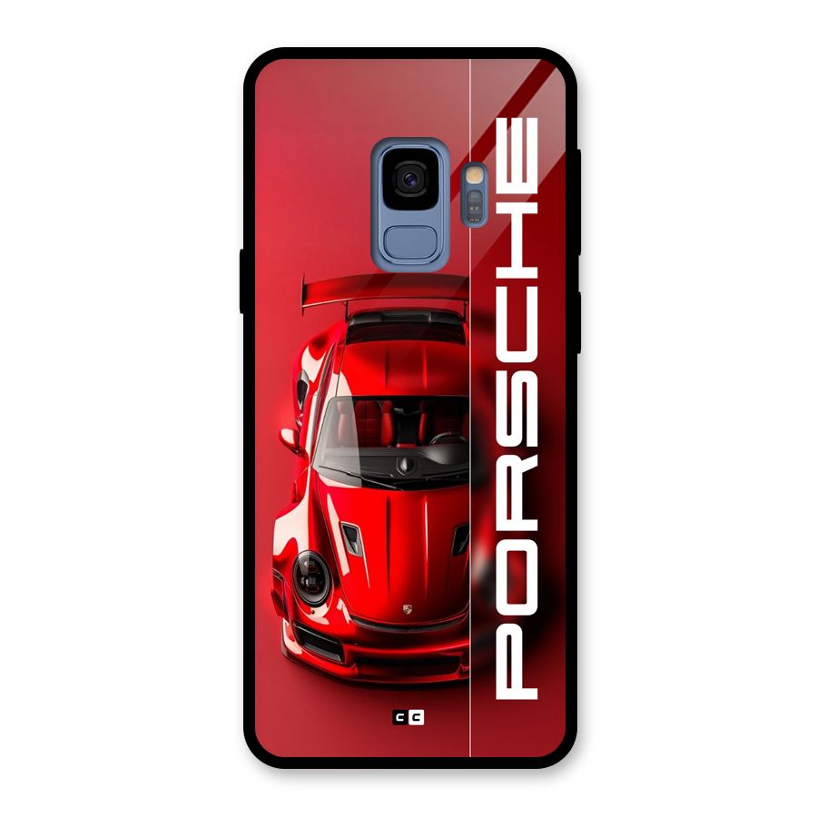 Red Porsche Glass Back Case for Galaxy S9