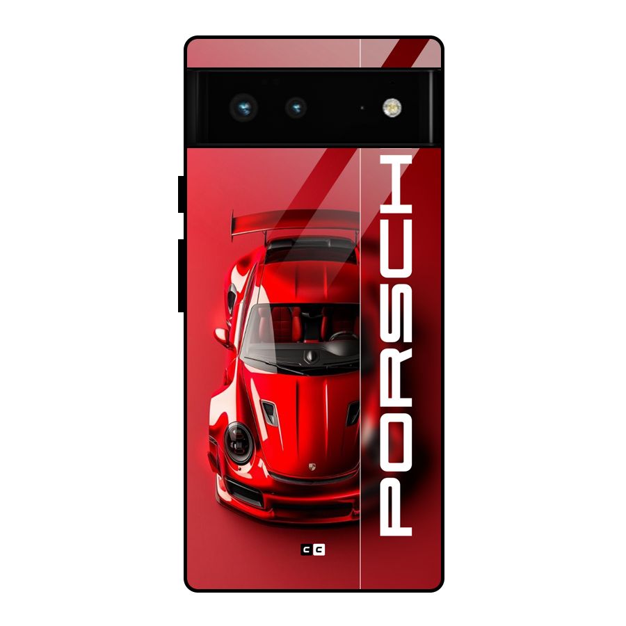 Red Porsche Glass Back Case for Google Pixel 6