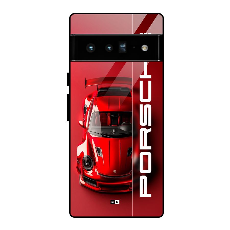 Red Porsche Glass Back Case for Google Pixel 6 Pro