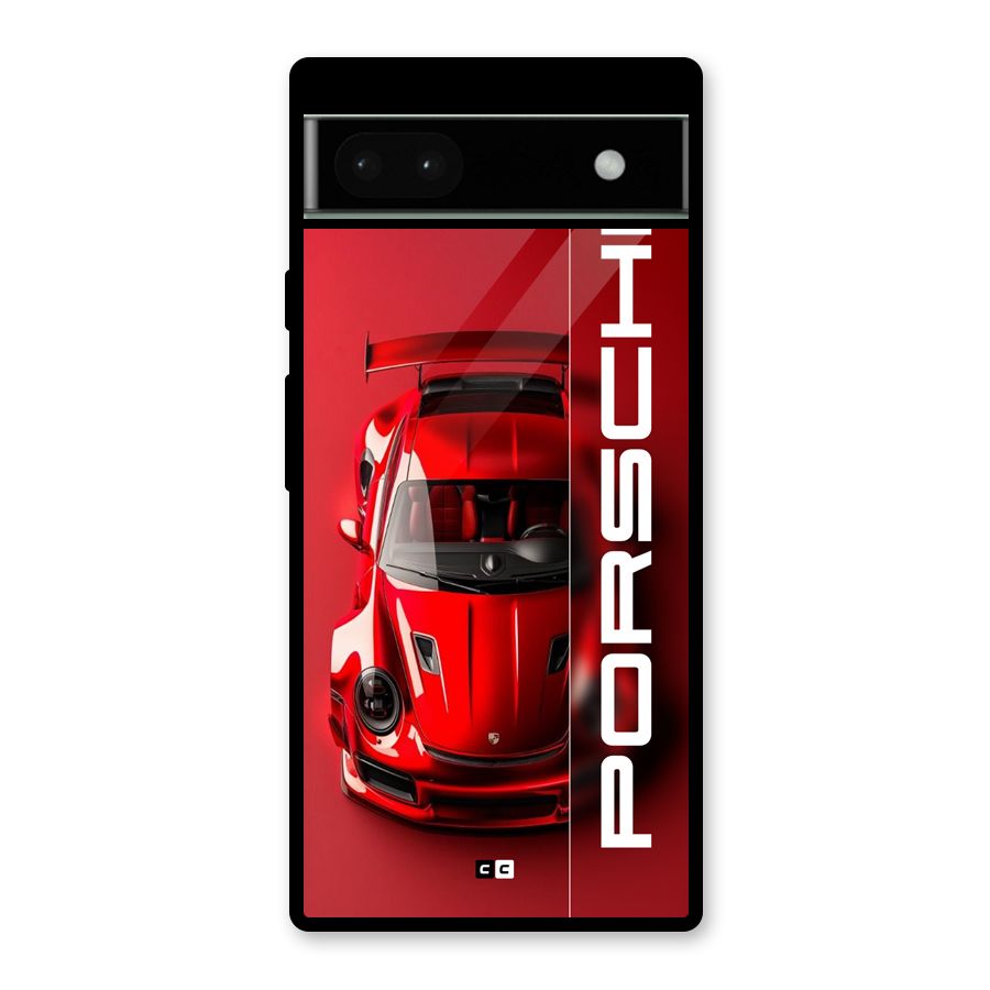 Red Porsche Glass Back Case for Google Pixel 6a