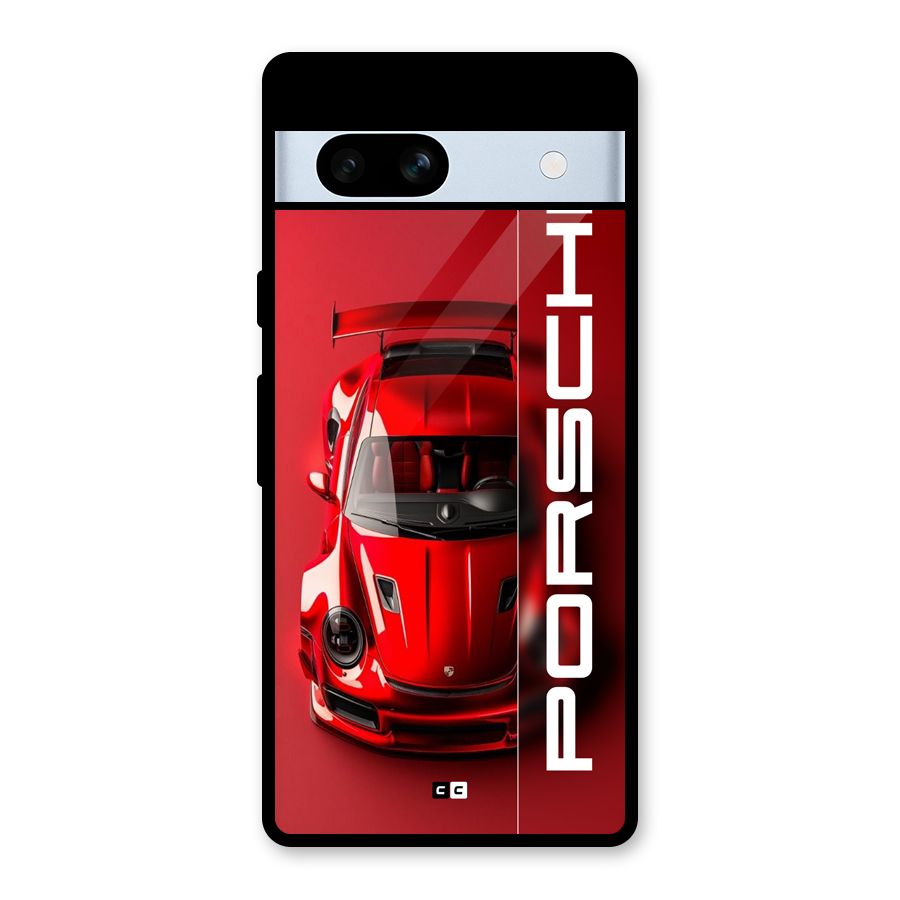 Red Porsche Glass Back Case for Google Pixel 7a