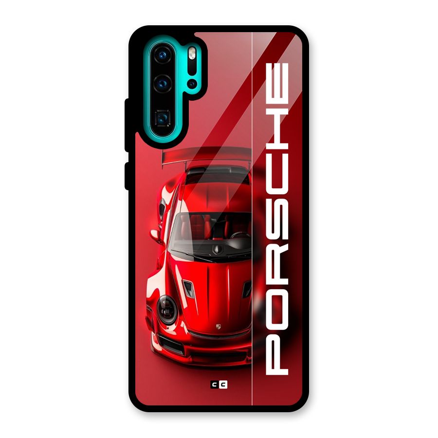 Red Porsche Glass Back Case for Huawei P30 Pro