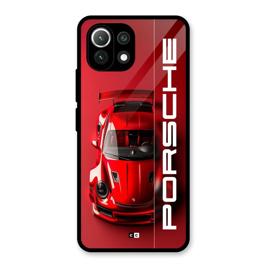 Red Porsche Glass Back Case for Mi 11 Lite