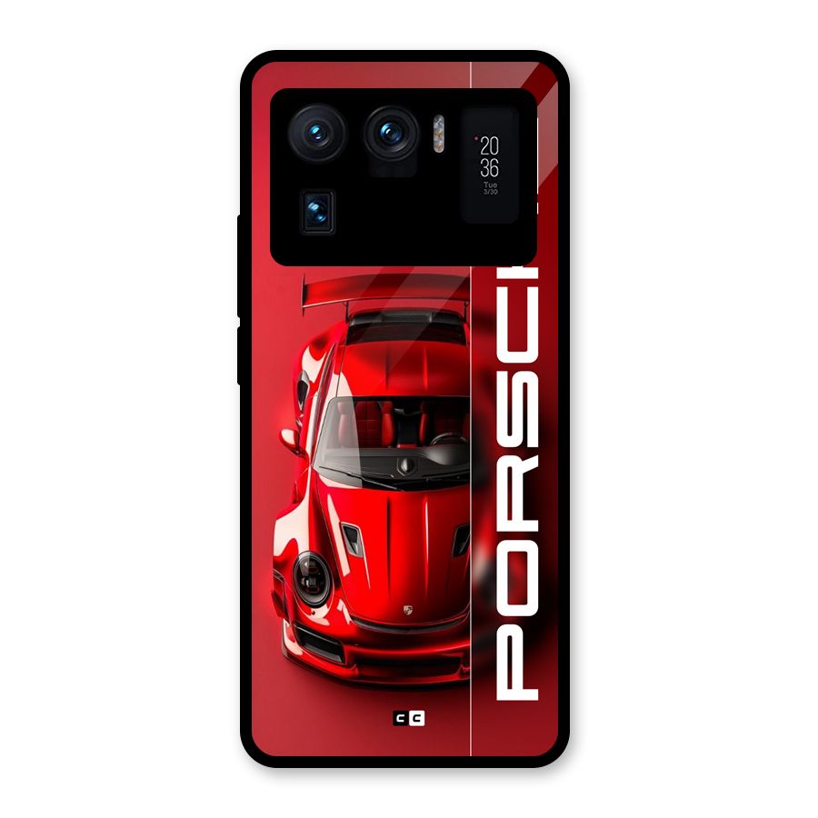 Red Porsche Glass Back Case for Mi 11 Ultra