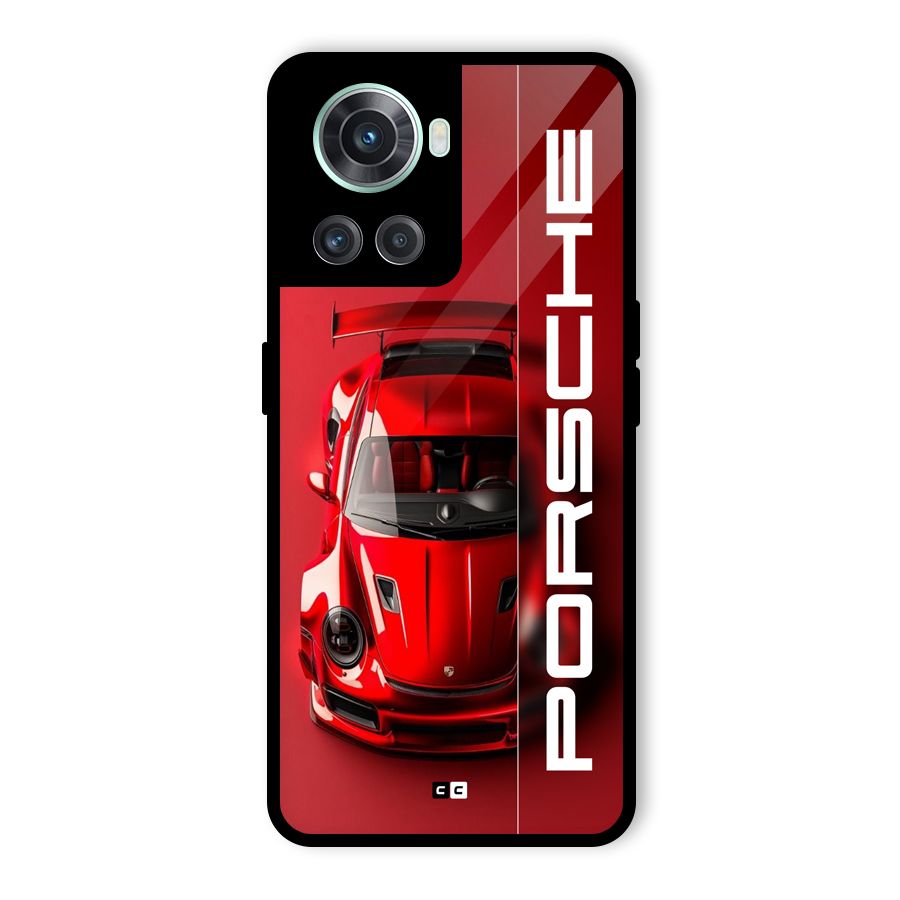 Red Porsche Glass Back Case for OnePlus 10R
