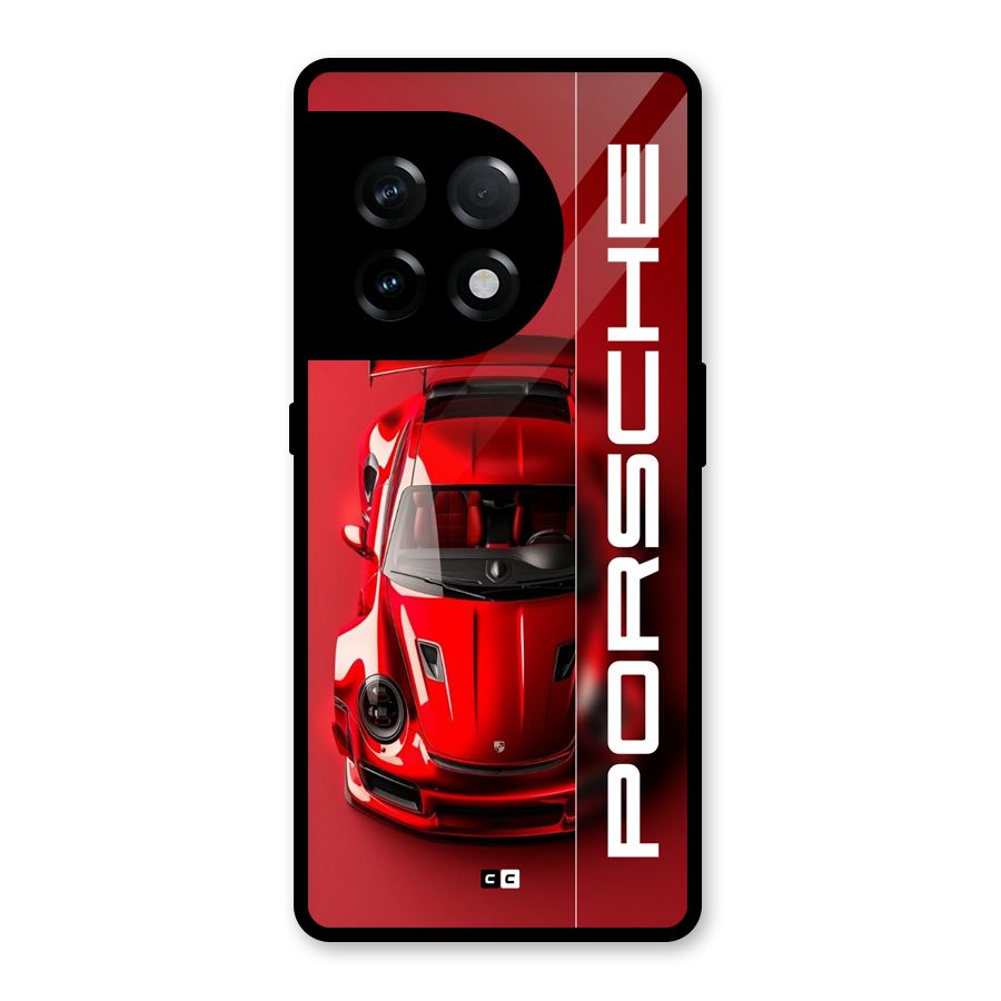 Red Porsche Glass Back Case for OnePlus 11R
