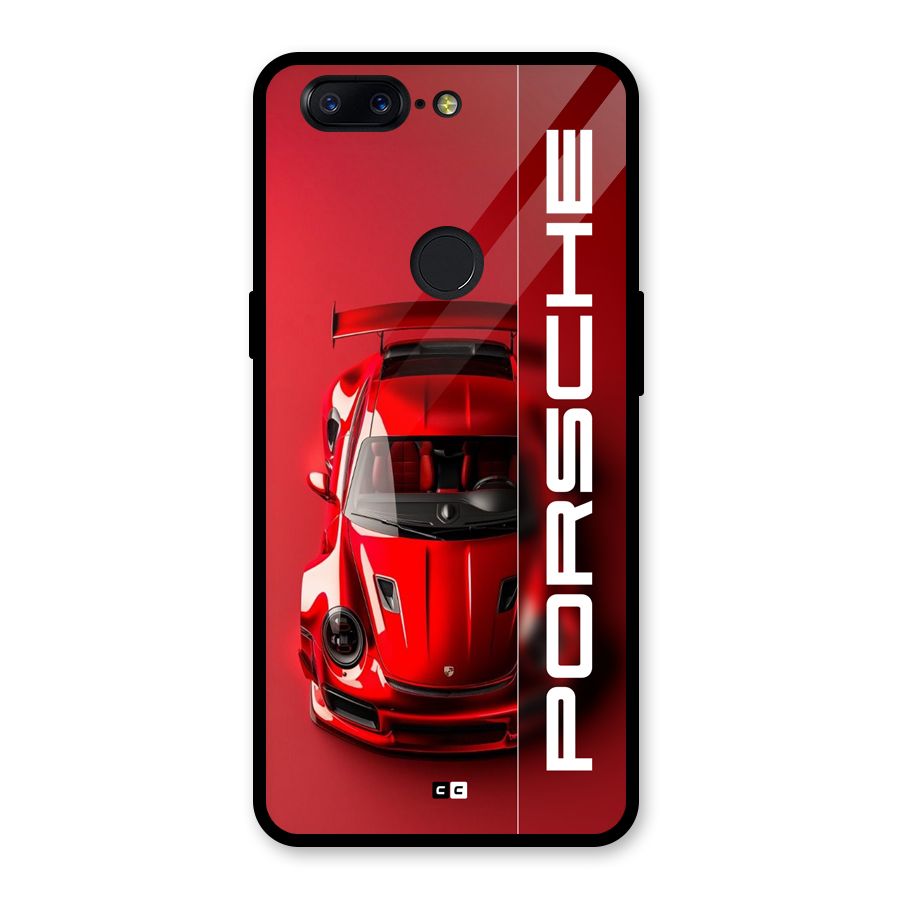 Red Porsche Glass Back Case for OnePlus 5T