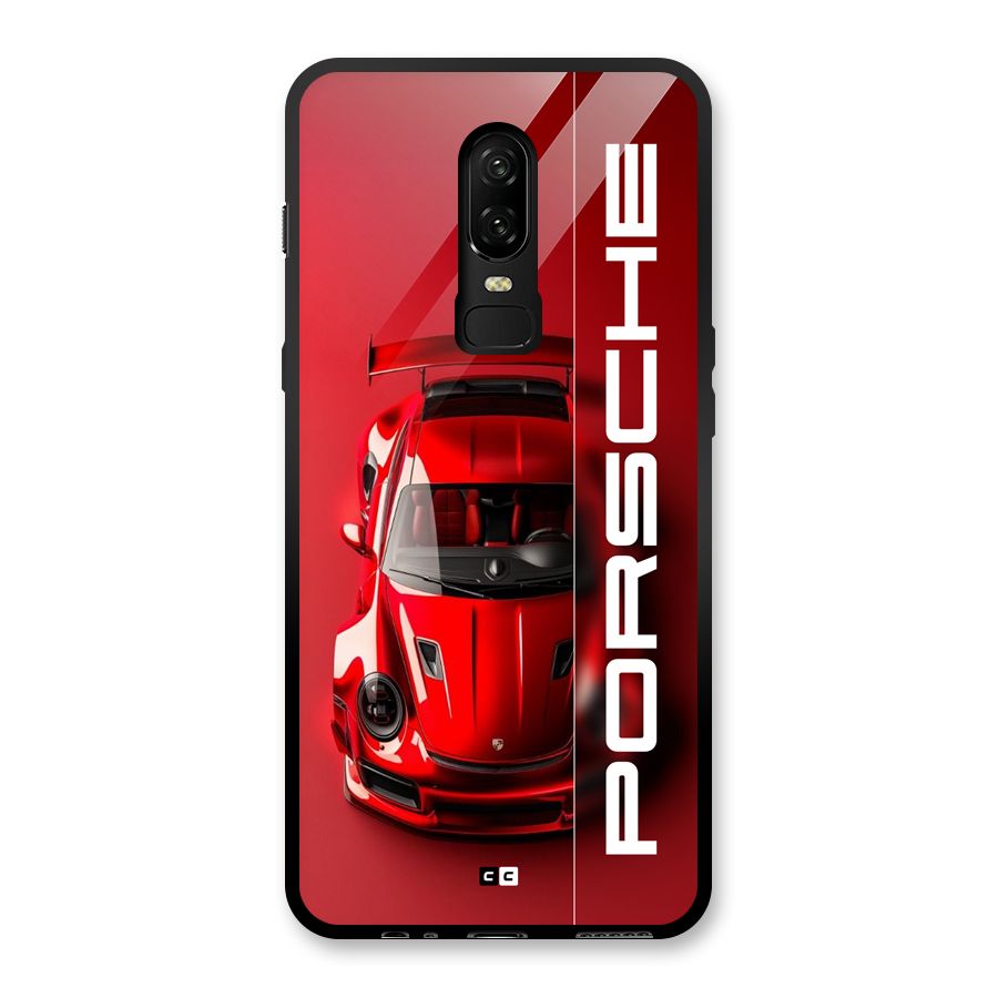 Red Porsche Glass Back Case for OnePlus 6