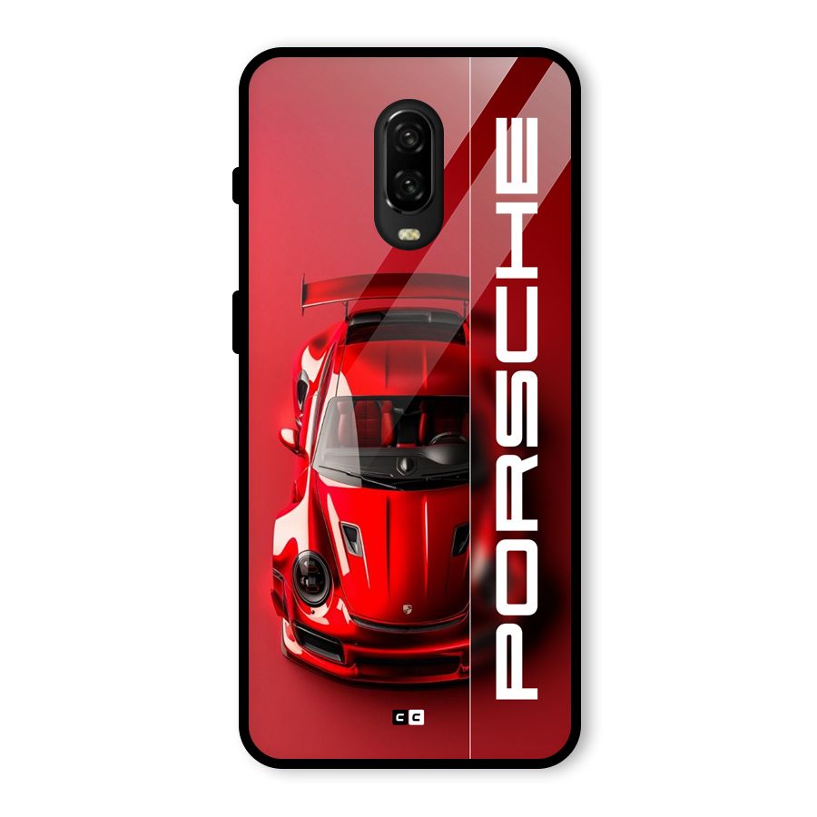 Red Porsche Glass Back Case for OnePlus 6T