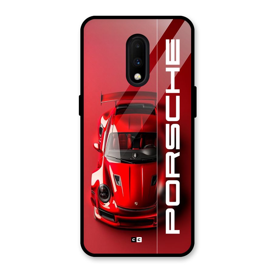 Red Porsche Glass Back Case for OnePlus 7
