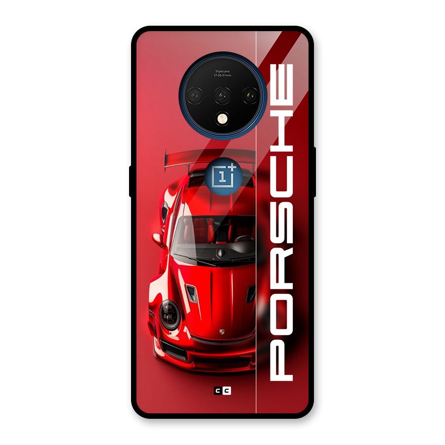 Red Porsche Glass Back Case for OnePlus 7T