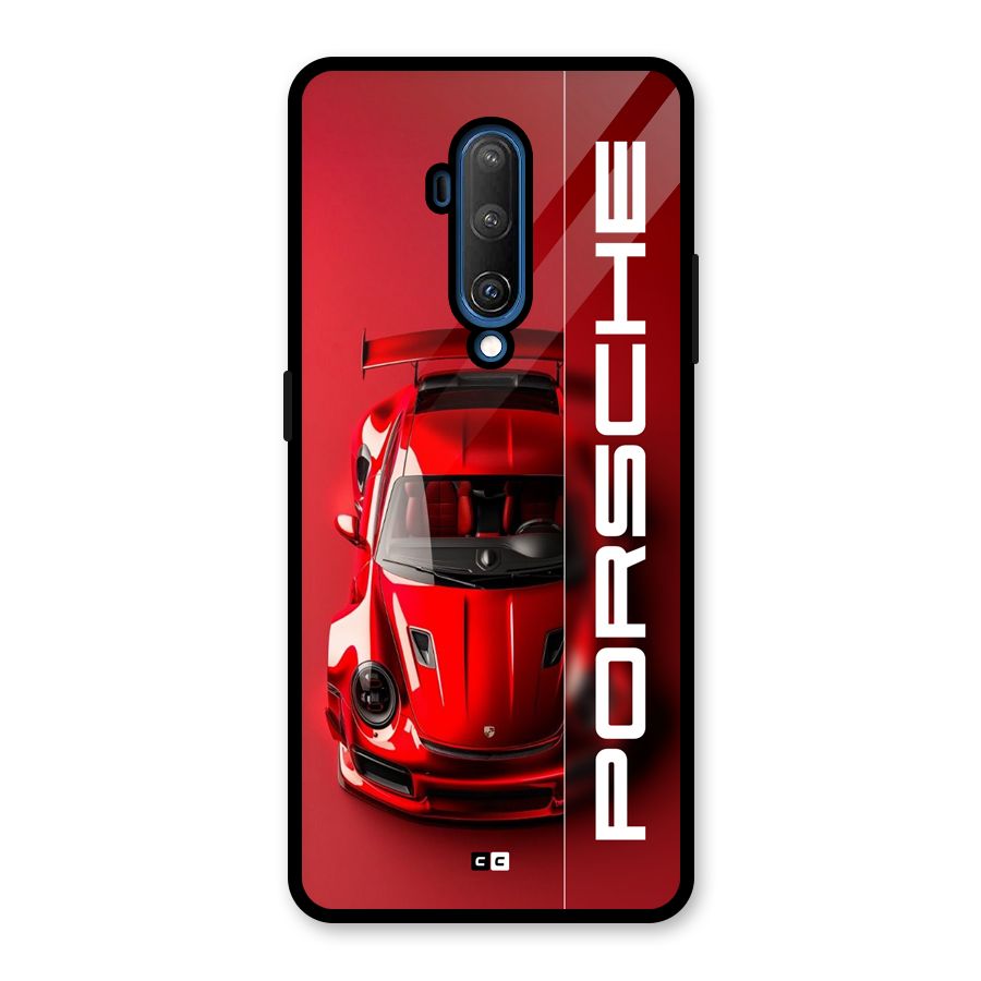 Red Porsche Glass Back Case for OnePlus 7T Pro