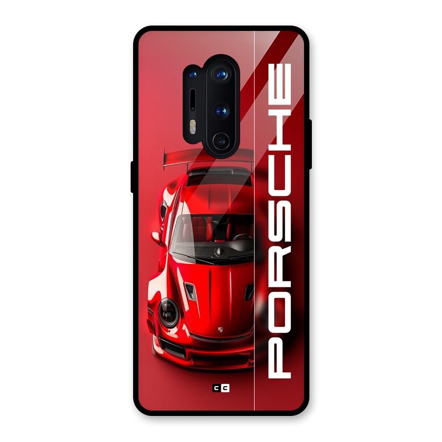 Red Porsche Glass Back Case for OnePlus 8 Pro