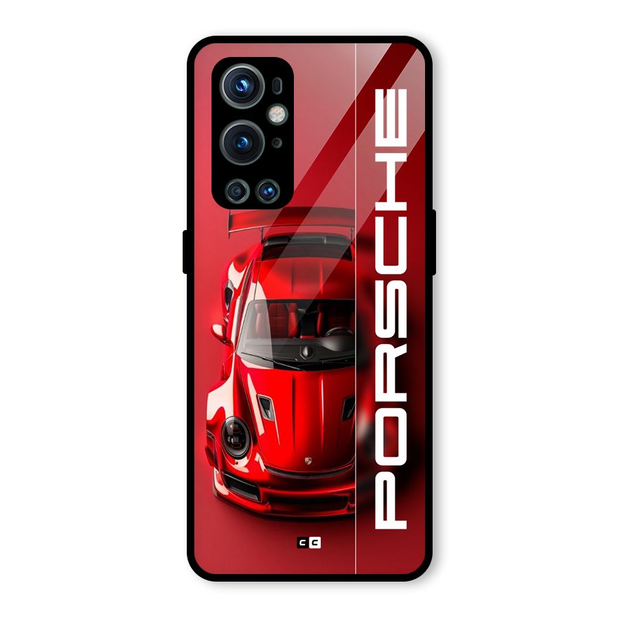 Red Porsche Glass Back Case for OnePlus 9 Pro