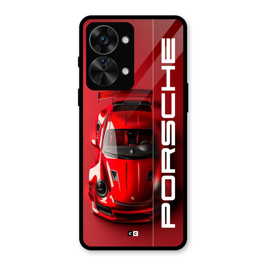 Red Porsche Glass Back Case for OnePlus Nord 2T
