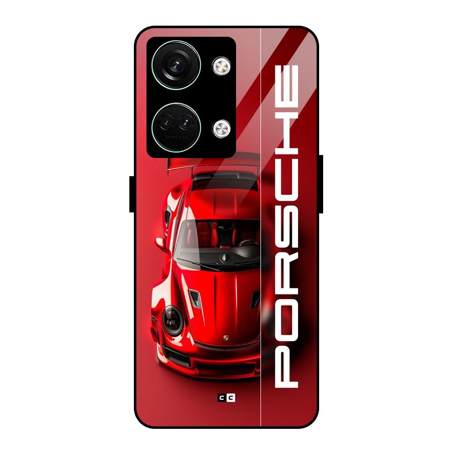 Red Porsche Glass Back Case for Oneplus Nord 3