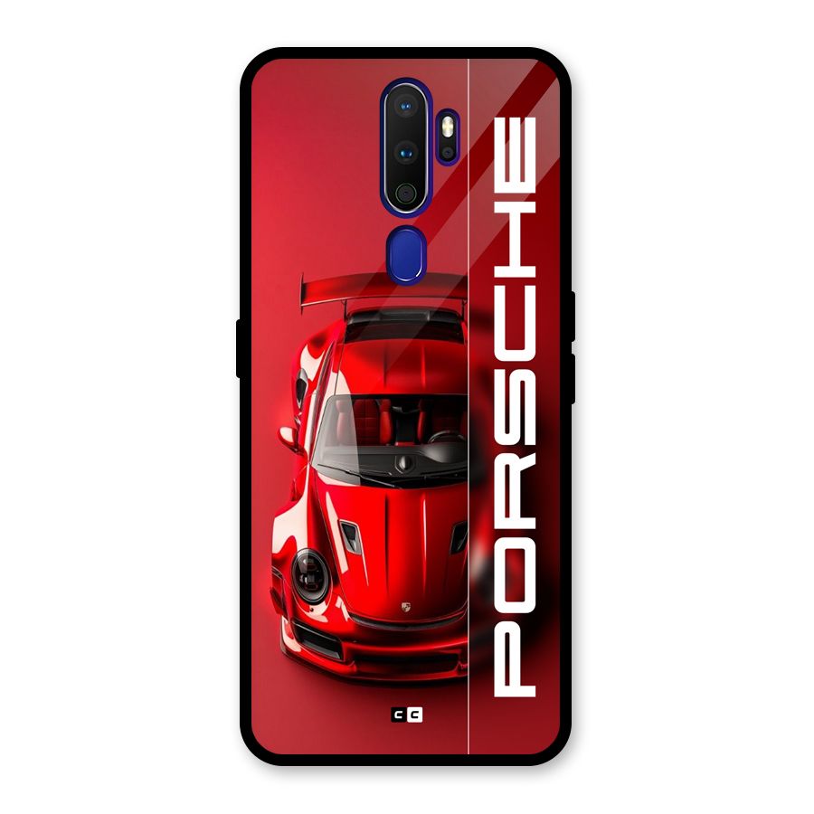 Red Porsche Glass Back Case for Oppo A9 (2020)