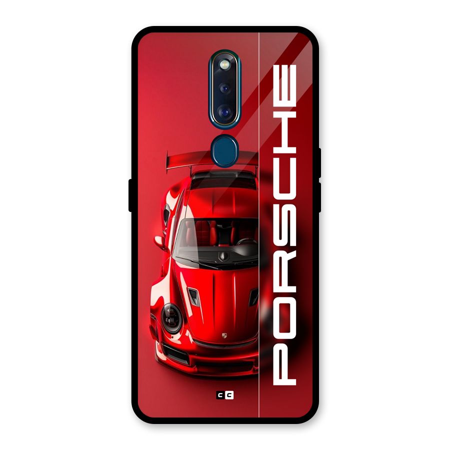 Red Porsche Glass Back Case for Oppo F11 Pro