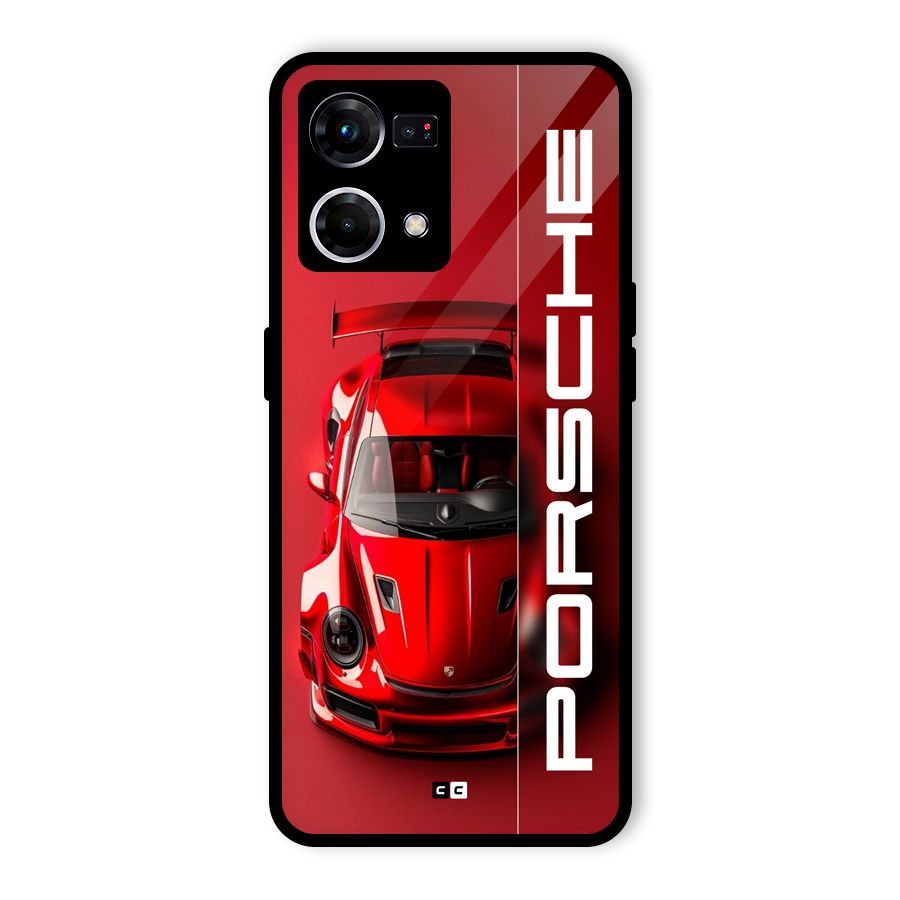 Red Porsche Glass Back Case for Oppo F21 Pro 5G