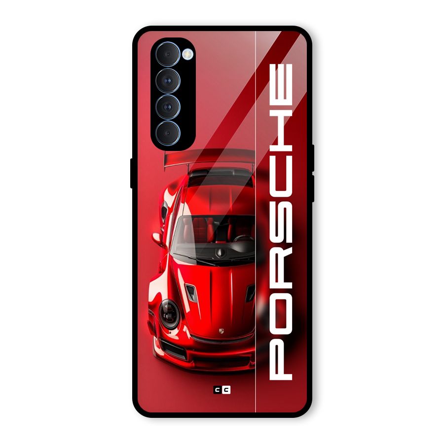 Red Porsche Glass Back Case for Oppo Reno4 Pro