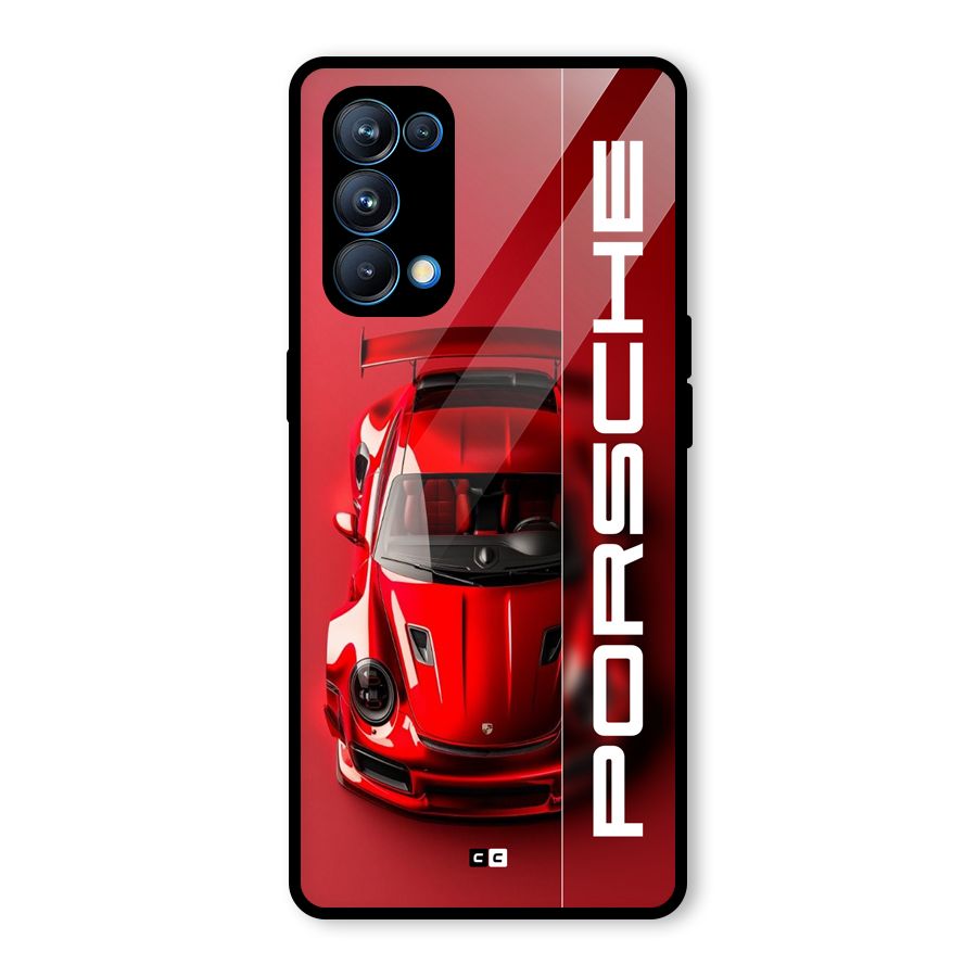 Red Porsche Glass Back Case for Oppo Reno5 Pro 5G