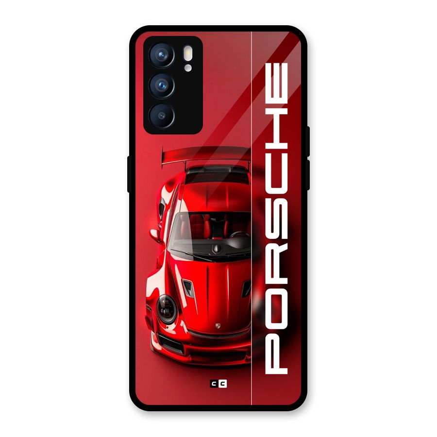 Red Porsche Glass Back Case for Oppo Reno6 5G