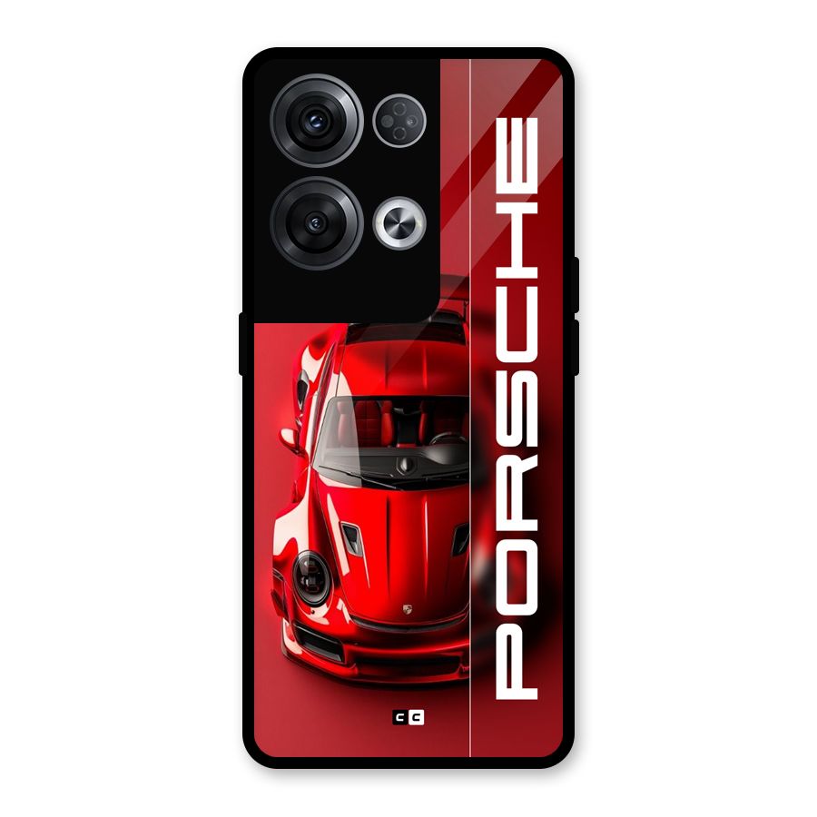 Red Porsche Glass Back Case for Oppo Reno8 Pro 5G