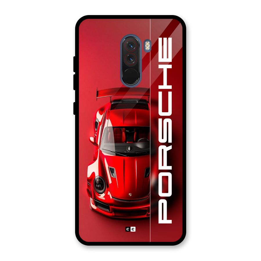 Red Porsche Glass Back Case for Poco F1