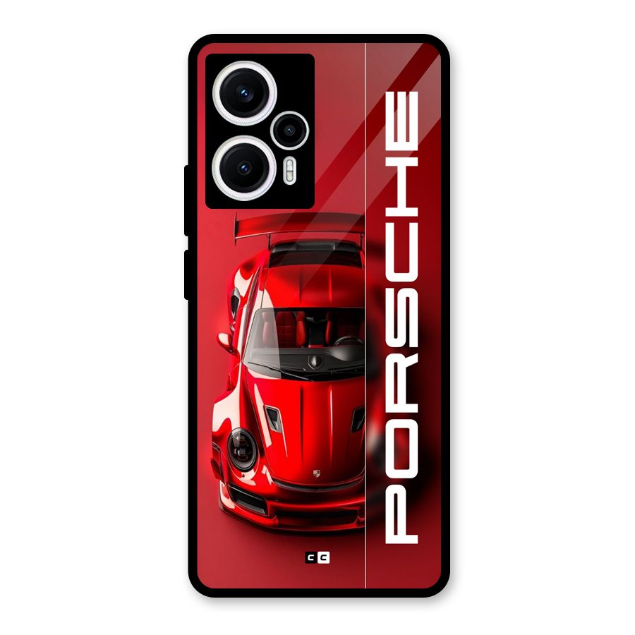 Red Porsche Glass Back Case for Poco F5
