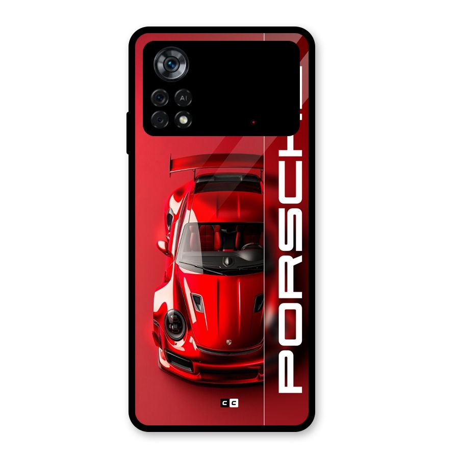 Red Porsche Glass Back Case for Poco X4 Pro 5G