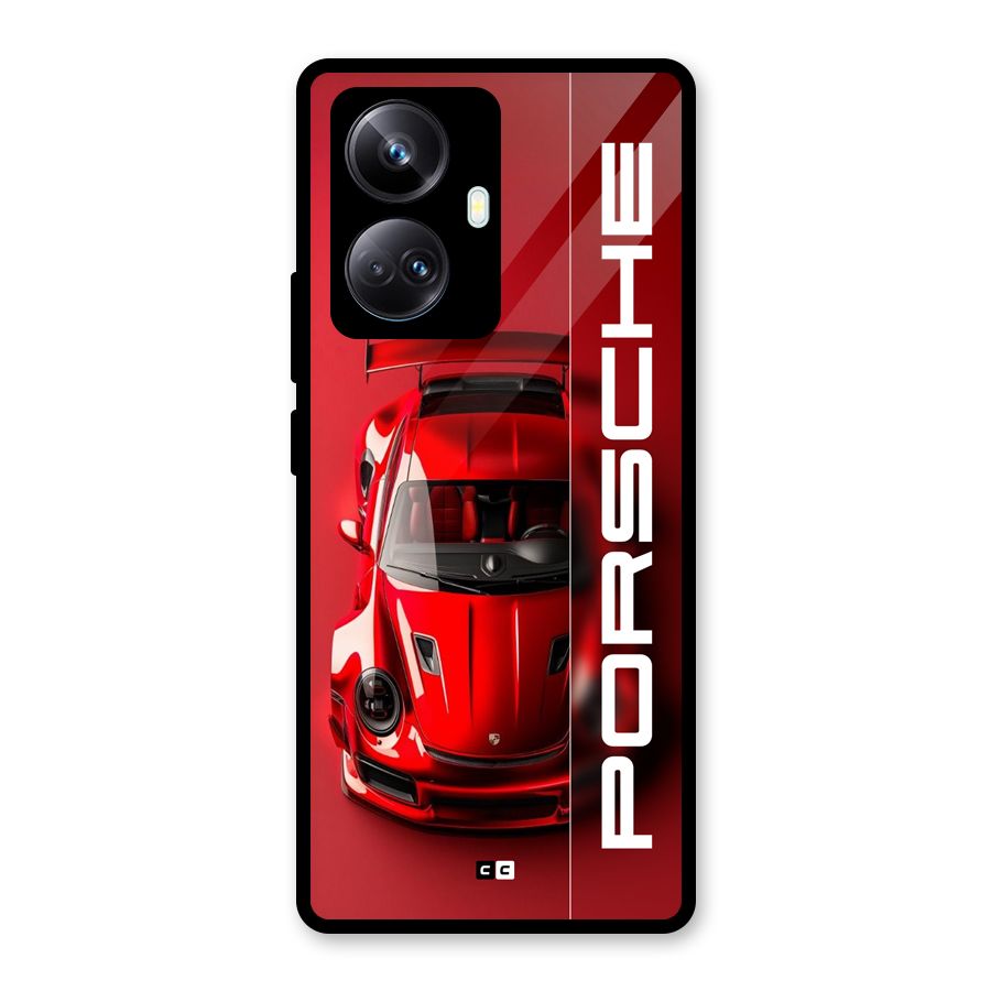 Red Porsche Glass Back Case for Realme 10 Pro Plus