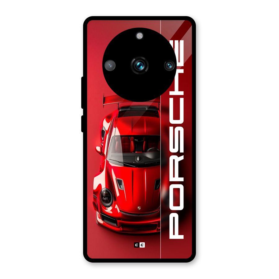 Red Porsche Glass Back Case for Realme 11 Pro Plus