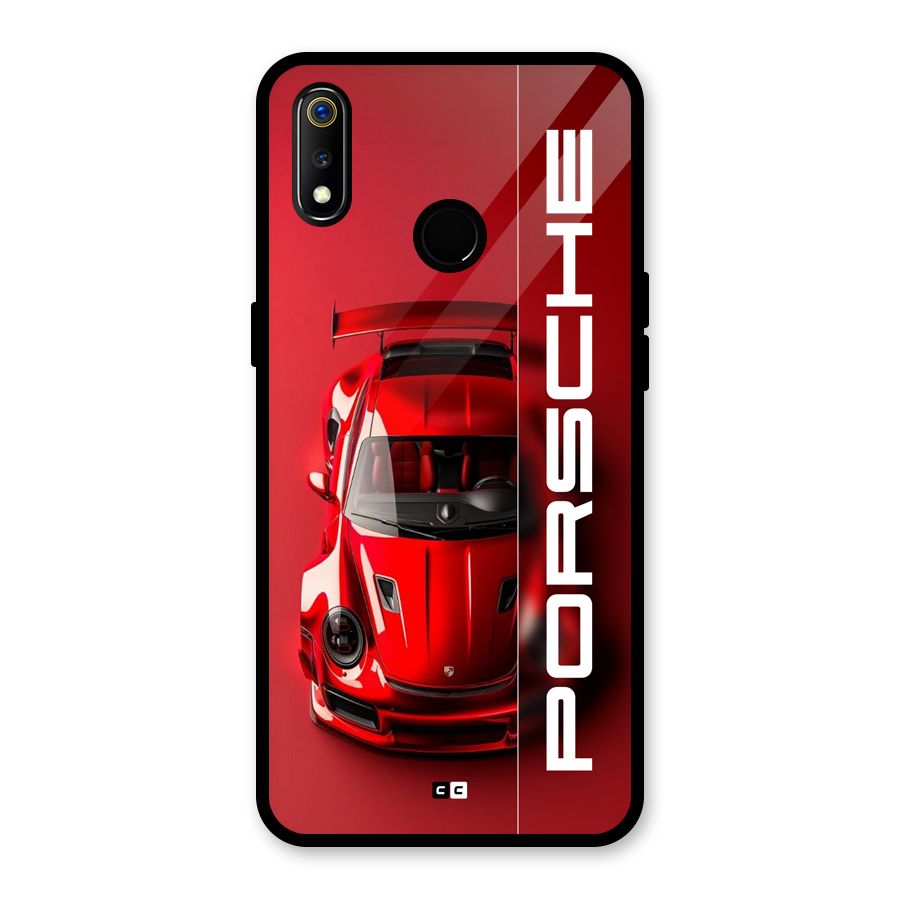 Red Porsche Glass Back Case for Realme 3i