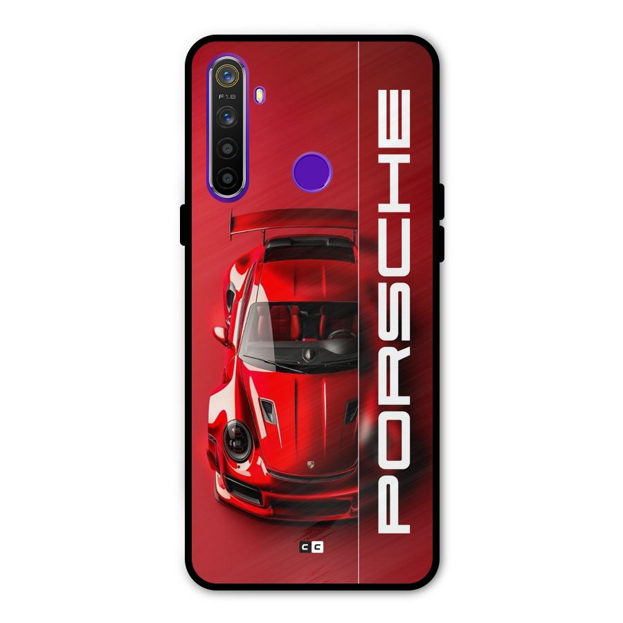 Red Porsche Glass Back Case for Realme 5s