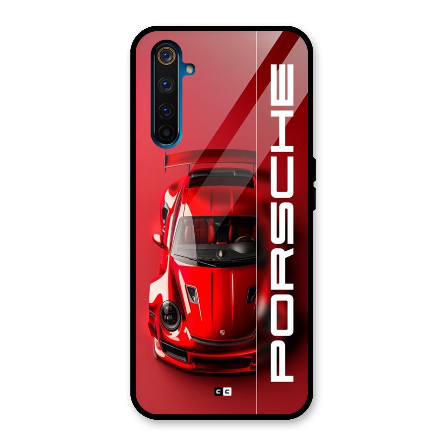 Red Porsche Glass Back Case for Realme 6 Pro
