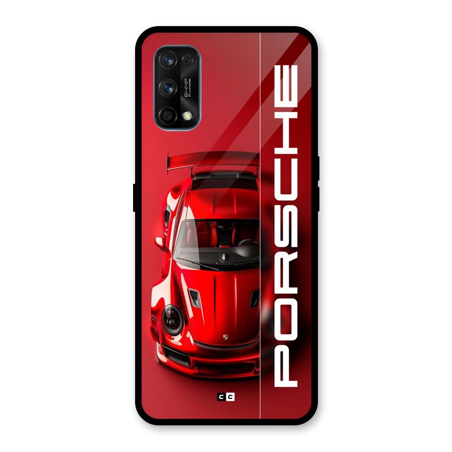 Red Porsche Glass Back Case for Realme 7 Pro
