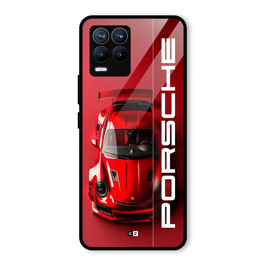 Red Porsche Glass Back Case for Realme 8 Pro