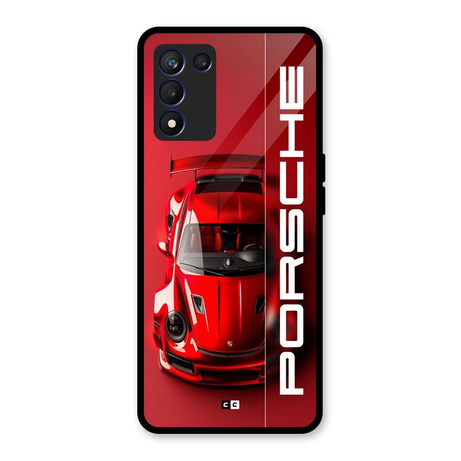 Red Porsche Glass Back Case for Realme 9 5G Speed