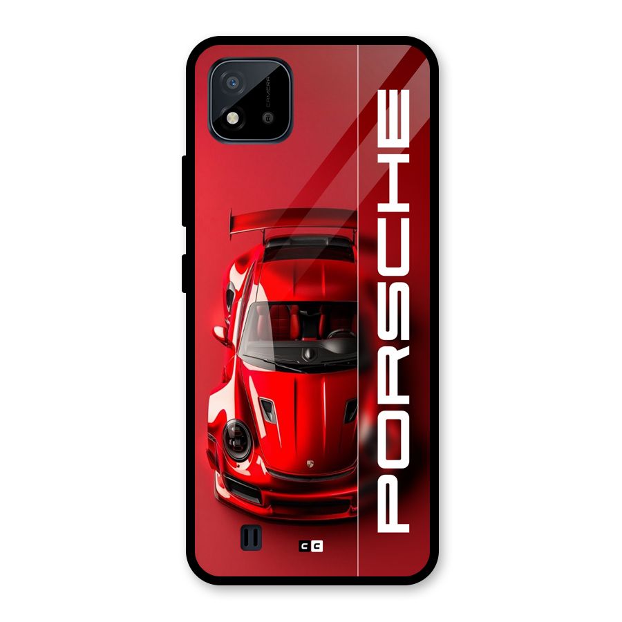 Red Porsche Glass Back Case for Realme C11 2021