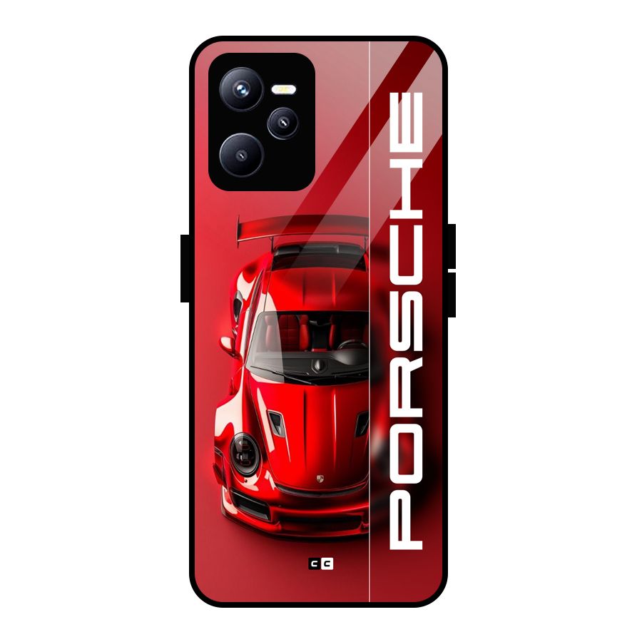 Red Porsche Glass Back Case for Realme C35
